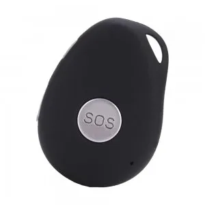 SOS-Knop 4G — zwarte personenalarmering, studiofoto op witte achtergrond
